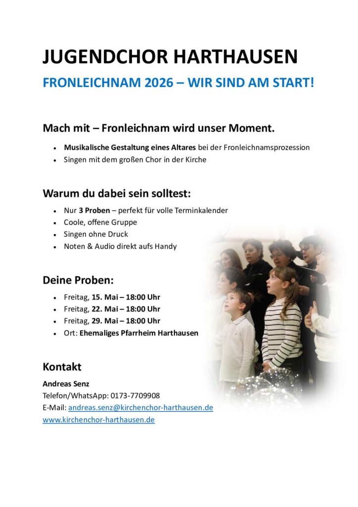 Jugendchor Harthausen: An Fronleichnam dabei!